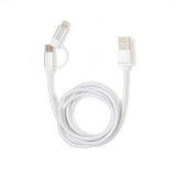 Silver 2 in 1 Braided Cable - Type C &Lightning USB Charging cord