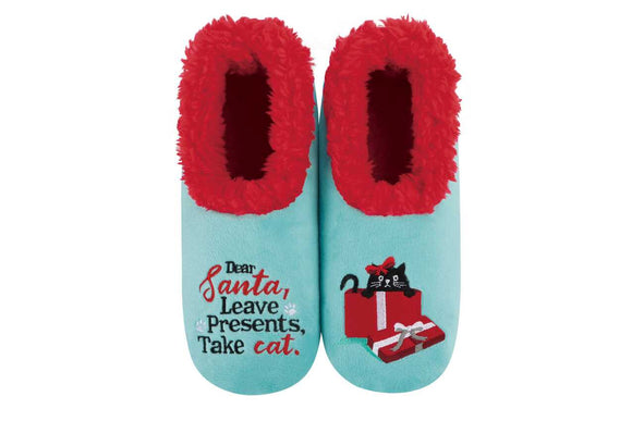 Snoozies Dear Santa Leave the Presents take the Cats Slippers