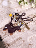 Bag charm and keychain Dog and bell: Brown / Synthetic