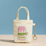 Mini Canvas Pouch Bag Charm with Sardine Graphic