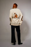 Western Horse Belted Cardigan Sweater: ALMOND BEIGE