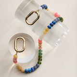 Colorful Beaded Bag Charm with Gold Clasp Trendy Accessory: Colorful