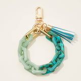 Two Tone Mixed Resin Chain Keychain with Tassel: PINK