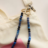 Colorful Beaded Bag Charm with Gold Clasp Trendy Accessory: Blue