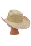 Kids Cattleman Natural Straw Cowboy Hat: Pink Trim
