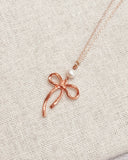 Bow Pearl Pendant Necklace – Gold, Rose Gold & Silver: Silver
