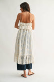 Sheer Floral Lace Ruffle Cover Up Top: CREAM