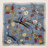 Vintage Botanical Floral Square Scarf – Blue