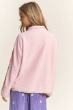 Henley Floral Color Block Sweater Top: Pink Dream