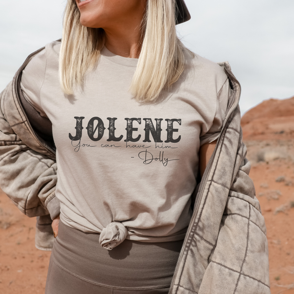 Jolene You Can Have Him Western Graphic T-Shirt: Small / Sand