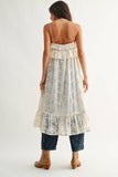 Sheer Floral Lace Ruffle Cover Up Top: CREAM