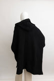 Cozy Plush Solid Color Hooded Ruana: Black