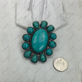 Silver metal with blue turquoise stone oval wild slide