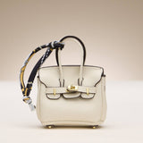 Mini Faux Leather Bag Charm with Scarf Detail