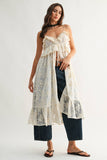 Sheer Floral Lace Ruffle Cover Up Top: CREAM