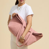 Luxe Terry Irregular Grid Pattern Tote Bag