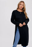 HIGH SLIT LONGLINE PULLOVER: Black