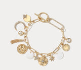 Celestial Coin & Charm Bracelet Moon, Sun Charms