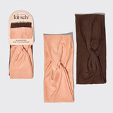 Recycled Fabric Wide Twist Headbands 2pc Set- Rosewood