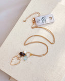 Gold Chalcedony Aquamarine Heart Charm Necklace