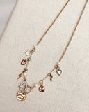 Celestial Charm Necklace - Heart, Star & Pearl Gold Necklace
