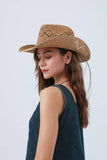 Woven Brim Cowboy Hat: Textured Western Hat: Mocha