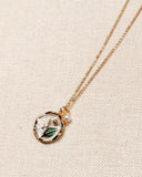 Enamel Butterfly Floral Pendant Gold Necklace