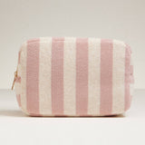 Striped Terry Fabric Travel Pouch: Pink