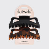 Kitsch - Recycled Plastic Jumbo Classic Claw Clips 2pc - Black & Tort