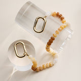 Colorful Beaded Bag Charm with Gold Clasp Trendy Accessory: Brown