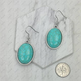 Silver with blue turquoise oval stone Earrings
