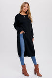 HIGH SLIT LONGLINE PULLOVER: Black