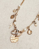 Celestial Charm Necklace - Heart, Star & Pearl Gold Necklace
