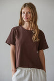 Knit Cotton Crew Neck Short Sleeve T-shirt Top: Brownies