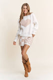 Soft Knit HEART Shape Sweater Top: Cream Beige