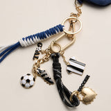 Soccer Charm Keychain with Black & White Enamel Charms