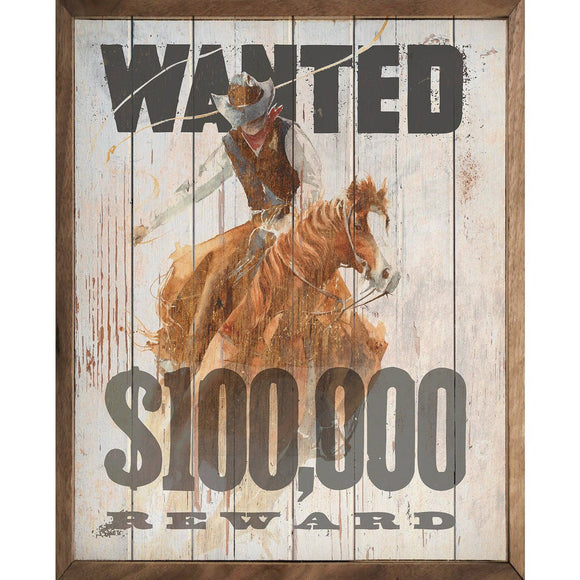 Wanted Cowboy Whitewash: 16 x 20 x 1.5