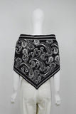 Paisley Knit Triangle Scarf Winter Head Wrap: Black