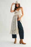 Sheer Floral Lace Ruffle Cover Up Top: CREAM