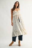 Sheer Floral Lace Ruffle Cover Up Top: CREAM