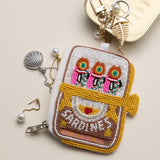 Beaded Sardine Coin Purse Keychain – Pink