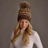 Panache - Brown, Mustard & Cream Patterned Pom Hat