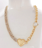 Amour Link Pave and Puffy Stainless Chain Necklace: Yellow Gold