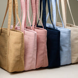 Luxe Terry Irregular Grid Pattern Tote Bag