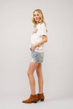 Western Motif Embroidered Graphic T Shirt: OFF WHITE