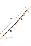Inspired Pearl&Leather Interwoven Bag Charm Chain Strap: Black