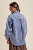 Heart Detail Oversized Denim Shirt: Light Denim