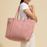 Luxe Terry Irregular Grid Pattern Tote Bag