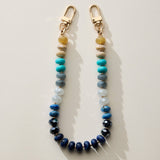Mixed Bead Bag Keychain with Gold Clasps: Blue