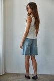Knit Cotton Ribbed Round Neck Sleeveless Tank Top: Taupe